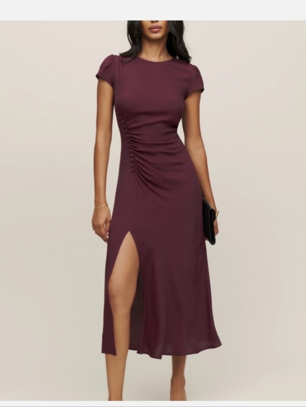 Frasier Gathered Short Sleeve Reformation Dress